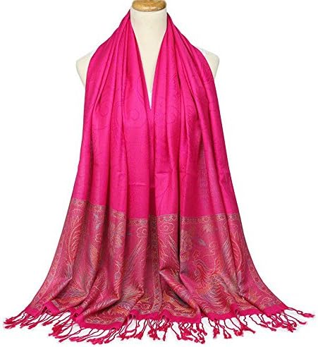 Lady Scarf Vintage Scarf Jacquard Cotton Pure Cotton Shawl Cashew Fringed Dual-Purpose Scarf Warm Decorated Elegant Scarf Best Gift For Wife Girlfriend And Mom 200*70Cm,Rose