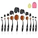 Make Up Brushes - ISASSY Professional 10 Pieces Oval Makeup Brushes Set Toothbrush Shape Cosmetic Kits with Protective Cap + Make up Sponge(Random color) and Brush Cleaner Egg