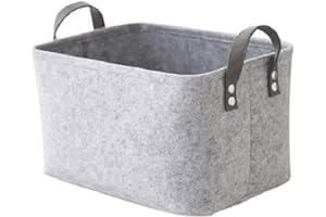 JINYUNMIN felt storage basket,Filz Aufbewahrungsbox,Filzkorb Grau Rechteck,Faltbar, mit Zwei Weichen Griffen,für Kleidung, Handtücher, Accessoires und Kinderspielzeug aufzubewahren,Groß 38 x 28 x 24 cm