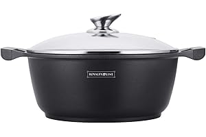 ROAYLTY LINE Royalty Line Rl-Gsm 20 24 26 28 30 32 34 CM Marmorbeschichtung Casserole avec Couvercle en Verre - Rl-hs1014m Rouge Pourriture, RL-GS32M BLACK 32cm