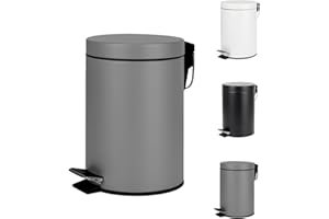 Home Treats Small Pedal Bin for Bathroom - 3L Stainless Steel Waste Bin With Lid, Soft Close Hinge, Removable Inner Bucket (Silver)