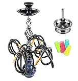 BAYLI - XXL Shisha Set, Hookah, Orientalische Wasserpfeife mit 4 Schläuchen inklusive Zange, Tonkopf Shisha Höhe- ca. 71cm Nargile Hookah + Kaminaufsatz + Mundstück F27