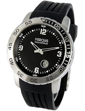 Sportliche MARQUIS Herren Funkuhr (Junghans-Uhrwerk) Edelstahlgehäuse, Kautschukarmband, drehbare Lünette 983.4700