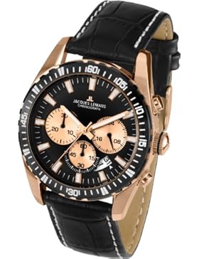 Jacques Lemans Herren-Armbanduhr XL Liverpool Chronograph Quarz Leder 1-1801E
