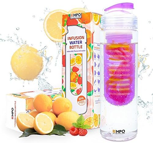 EMPO® Fruit Infuser Water Bottle 700ml/25oz (BPA Free Tritan) - LIFETIME WARRANTY - Free Recipe eBook - High Quality - Durable and Light Weight - An easy way to create delicious water in just a few minutes - Gift Wrap Available (Purple)