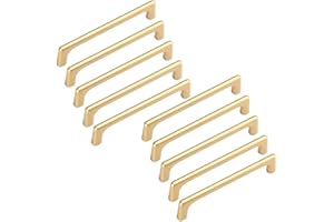 MARGUERASW 10pcs Poignee de Meuble Cuisine dorées Poignées de Meubles dorées Poignée Placard Cuisine poignee barre meuble entraxe 128mm