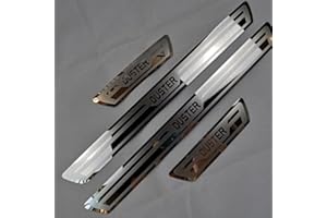 Eamily 4 PièCes Garnitures De Seuil PortièRe Voiture en Acier Inoxydable pour Dacia Duster, Autocollant de Protecteur de PéDale de Seuil de Porte Silver