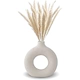 Keramisk Vaser, Vit Modern Rund Munk Vas Boho Chic Heminredning, Handgjorda Vas För Torkade Pampasgräs Artificiellt Blommor, 