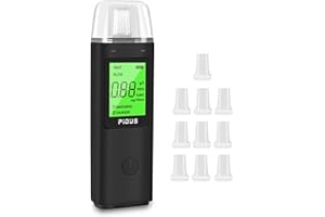 Pious Alcoholimetro Recargable con Indicador de Alarma Acústica para Distinguir el BAC, Alcoholimetro Homologado DGT con 10 B