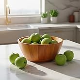 Deconox Doğal Akasya Ahşap Salata ve Sunum Kasesi &ndash; 30x13 cm Ekstra Derin ve B&uuml;y&uuml;k Boy El Yapımı Meyvelik, Cips ve Patlamış M