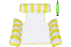 Ynredee Inflatable Water Hammock,Pool Float Lounger,Swimming Pool Water Floating Chair,Portable Inflatable Rafts Bed Air Sofa with Manual Pump (Yellow)