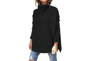 Rayson Suéter de Cuello Alto Mujer Jersey de Punto Casual de Color Sólido Jersey de Cuello Vuelto Manga Larga Caliente en Invierno