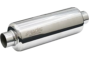 Simoni Racing ESR Custom Muffler Silenziatore Sportivo Universale, Uscita Rotonda Dritta, Silenziatore di Scarico per Auto, Marmitta Dritta per Auto in Inox