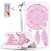 Produktbild ISENPENK Samsung Galaxy S6 Edge Plus(2015)/G928F Flip Case,Original Flip Bookstyle Cover Wasserdicht Shockproof Anti Slip Protection Leather Case,Campanula Dual Print Muster Pattern Wallet Case mit Intern Karte Schlitz,Anti-Sturz Stoßfest Stoßdämpfend Triangle Hemming Wallet Tasche,Magnetic Closure Schutzhülle mit Standfunktion und Handy Gürtel für Samsung Galaxy S6 Edge Plus(2015)/G928F 5.7Zoll-[weiß+rosa]+Panzerglas Folie/Displayfoile/Displayschutzfolie