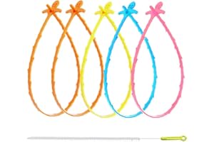 PXBSNB 6 spiralnych środków do czyszczenia odpływów, elastyczna spirala do czyszczenia rur, długość 50 cm, spirala odpływowa z hakiem V, pałeczki do czyszczenia odpływów do toalet, wanien