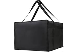DAZZLEEX Borsa termica resistente per la consegna della pizza, progettata per mantenere la temperatura e proteggere dall'umidità (nero, 50 x 35,5 cm)