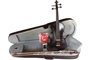 ZEST UK MUSIC SUPPLIES Zest Violins 3/4 size ideal for 10 to 12 years old Children Violin Acoustic Complete Outfit Matt Metallic Black Student Violins with Bow, Strings, Rosin, Instructions & Padded Case (3/4 Size)