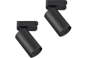 Popp Foco Portalámparas carril en Monofasico GU10 hasta máx 10W (Bombilla no incluida) Negro orientable interior moderno (Pack 2 unidad, Negro)