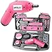 Price comparison product image Apollo 70 Piece Pink Ladies Home DIY Tool Kit with 6V Cordless Electric Screwdriver & Pink Hand Tools in Storage Box for DIY, Decorating & Home Maintenance - Great Housewarming Gift for Women