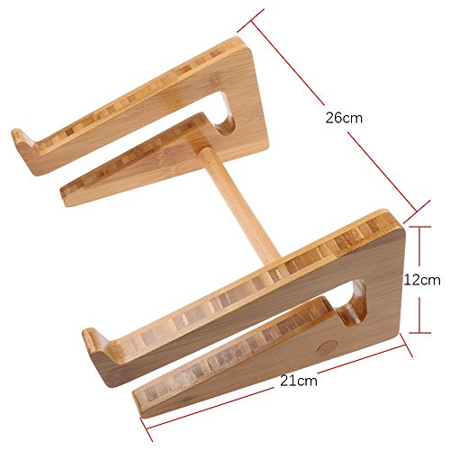 HuntGold Universell Abnehmbare Holz Bambus Halterung Halter Ständer für Laptop - 6