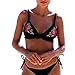 Produktbild bikini CLOOM Damen Bademode Blume Flower Tankini Frauen Basic Badeanzug Bikinis für Frauen Mädchen Retro V-Ausschnitt Bikini-Sets Hotpants Set BH Two-Piece Zweiteilig Strand Tops (Schwarz, S)