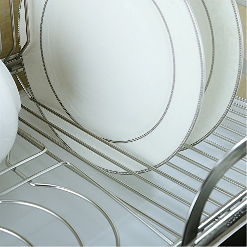 KuanGuang Küche Organisatore Wandmontage Edelstahl Geschirr Abtropf Regal Geschirrabtropfständer Geschirrabtropfkorb Geschirr Abtropfkorb Geschirrkorb - 5