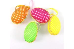N.A. N/A 4 Bunte Eier 6cm Ostereier künstlich mit Stoff Sortiert Stoffeier Deko Ostern, AUSF:Punkte