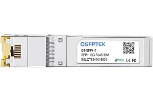 QSFPTEK Newest 10GBASE-T SFP+ RJ45 Modul, 10Gb SFP+ till RJ45 Mini gbic Transceiver för Cisco SFP-10G-T-S, Ubiquiti UF-RJ45-10G, D-Link, Supermicro, Mikrotik, CAT6A / CAT7 upp till 30m