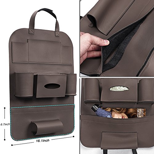 Auto Rücksitz Organizer, Pushingbest Auto Rückenlehnenschutz Autositz Organizer Autositztasche Reisewagensitzbeutel, Kinder Rücksitzschoner Kick-Matten-Schutz passend für die meisten den Autositz, 1pc - 3