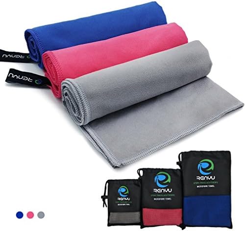 HDQ Microfibre Quick Dry Towel 130x80cm with Carry bag Highly Absorbent Lightweight and Compact Great for Travel Swim Gym Pilates Yoga Beach Camping Hiking Running all Sports or Bath Home Cleaning Car Hair Dry(Grey)