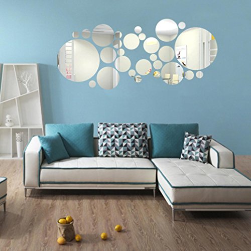 Jamicy® Runde Acrylspiegel Hintergrund Wand Aufkleber Schlafzimmer Dekoration - 6