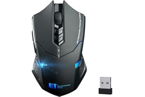 Urchoiceltd 2017 Et Tech X-08 USB 7 Botones Wireless Profesional Juego Gaming Optical Raton Ratones 800/1200 / 1600/2000 / 2400 dpi Ajustable para PC Laptop - Black (Negro)