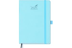 BEZEND Agenda Settimanale 2025 Verticale A5 Carta da 100 g/m², Scheda Mensile, Portapenne e Tasca Interna | 15,5 x 21,5 cm Copertina Rigida in Pelle PU - Blu Cielo