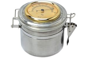 MUXIANG Pfeifentabakdose aus Edelstahl, Zigarren-Humiditor mit Hygrometer und Luftbefeuchter CG0009