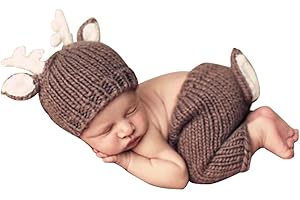 URFEDA Weihnachten Baby Neugeborene Fotokleidung, Niedlich Baby Stricken Kostüme Fotografie Requisiten, Baby Mädchen Jungen Fotoshooting Accessoires, Baby Foto Requisiten Outfits für 0-6 monate, Rot