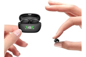 Xmenha Écouteurs Bluetooth sans Fil Taille de Poche Autonomie Longue durée Étanchité IPX5 Confortable Intra-auriculaire Écouteurs Bluetooth sans Fil Casque Bluetooth Bon Choix comme Un Cadeau Noir