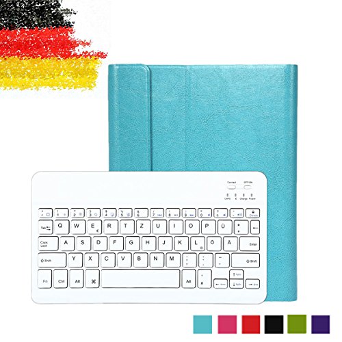 Besmall Ultra Slim Bluetooth Tastatur mit QWERTZ deutsches deutsches deutsches Tastaturlayout für iPad 2/3/4 Tastatur Schutz Hülle Tasche Keyboard Case(iPad 2/3/4,Blau)XLYP24E-OZ
