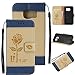 Produktbild Samsung Galaxy S7 Edge Handyhülle,Samsung Galaxy S7 Edge Leder Hülle,Leweiany Elegant Luxus Handytasche Samsung Galaxy S7 Edge Schutzhülle Stand Hülle Etui mit Magnetverschluss,Kartenfach Ledertasche Prägung Rose Blumen Gold Premium Design Wallet Klapphülle Flip Brieftasche Book Case TPU Cover Bumper Tasche Extra Dünn Etui Schale für Samsung Galaxy S7 Edge