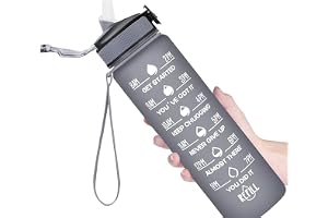 Red Dot Gift® 1-Pack [1000 ML] Drinking Water Bottle with Times to Drink, Rubber Cap and Straw, Leakproof BPA & Toxic Free (Grey Gradient, 1 Liters)