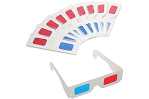 LRMYS 3D Paper Glasses for Movies, Red and Cyan Lens in White Frame Anaglyph Cardboard - Folded in Protective Sleeve, for Home Theater 3D DVDs Video Games Comics Publications Internet Images, 10 Pairs