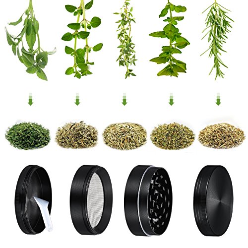 iKich Premium Pollen Grinder Crusher für Tabak,Spice,Kräuter,Gewürze, 2.0 Inches, 4-teiliges Set, Schwarz - 5