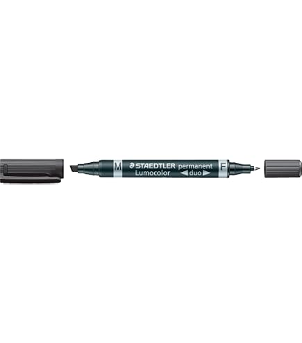 STAEDTLER Lumocolor Permanent Duo Marker – 5 Stück Schwarz, Mit Feiner Und Breiter Spitze, Wasserfest, Nachfüllbar