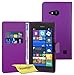 Price comparison product image Nokia Lumia 730 735 Case, FoneExpert® Premium Leather Flip Wallet Book Case Cover For Nokia Lumia 730 735 + Screen Protector & Cloth (Wallet Purple)