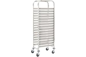 vidaXL Carrito de Cocina 16 Bandejas 38x55x163 cm Acero Inoxidable Cocina Mobiliario Hogar Hostelería Práctico Ruedas Giratorias Robusto Estable