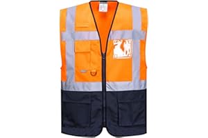Portwest Chaleco Executive Warsaw, Tamaño: M, Color: Naranja/Marino, C476ONRM