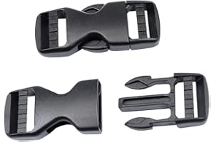 BAIWOAK Fibbie a rilascio laterale 15mm/20mm/25mm/32mm/38mm/50mm Heavy Duty Plastica Fibbia Clip a scatto Doppia Regolabile Zaino Fibbia di Ricambio No Cucito Nero