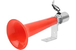 AQXREIGHT Sifflet turc 24v camion,klaxon voiture, Corne de Trompette D'air Rouge 180D B12V/24V Klaxon de Sifflet à Pression Universel pour Voitures, Camions, SUV, Motos