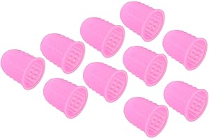 PATIKIL Embouts de Doigts Silicone pour Doigt, 10 Pcs Protège-Doigts en Silicone pour le Pouce, les Coussins de Protection, pour le Bureau, le Comptage, la Couture, Rose Taille Moyenne
