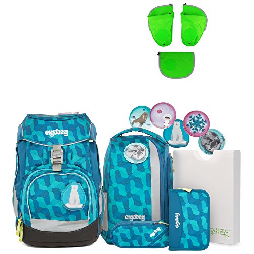 Preisvergleich Produktbild Ergobag Pack EiszauBär Schulrucksack-Set 6tlg + Seitentaschen ZIP-Set Grün
