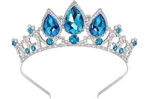 Prinsesstiara för flickor, trasslig, kristall, strass, cosplay, pannband, krona för bal, halloween, födelsedagar och maskerad